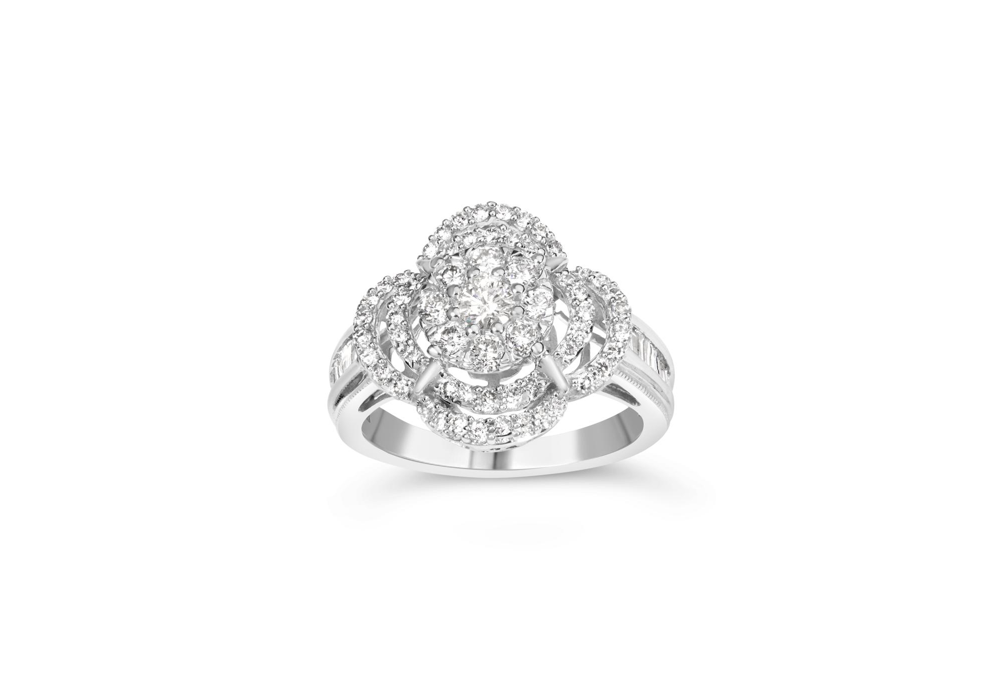 14K White Gold Diamond Floral Ring (1.0 Cttw, H-I Color, SI2-I1 Clarity)
