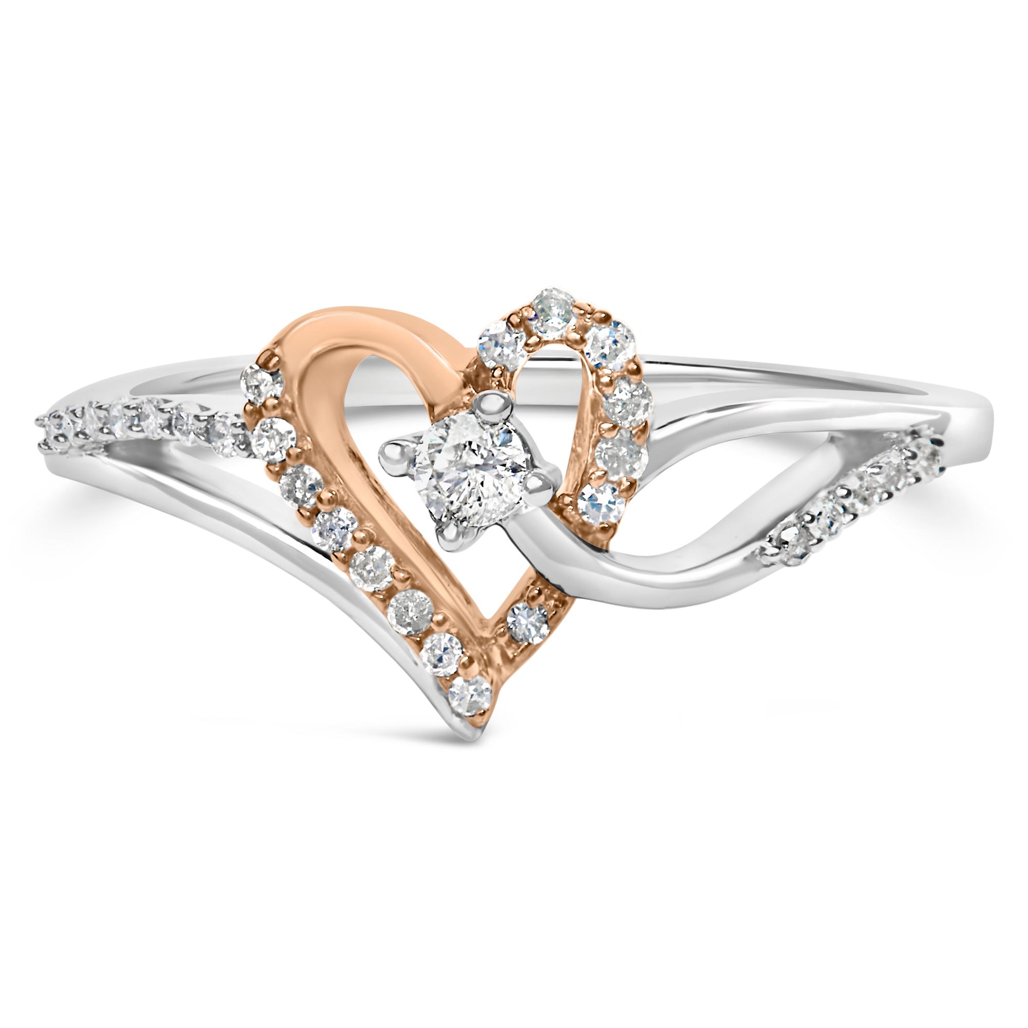 10K Rose Gold Plated .925 Sterling Silver 1/5 Cttw Diamond Ring | eBay