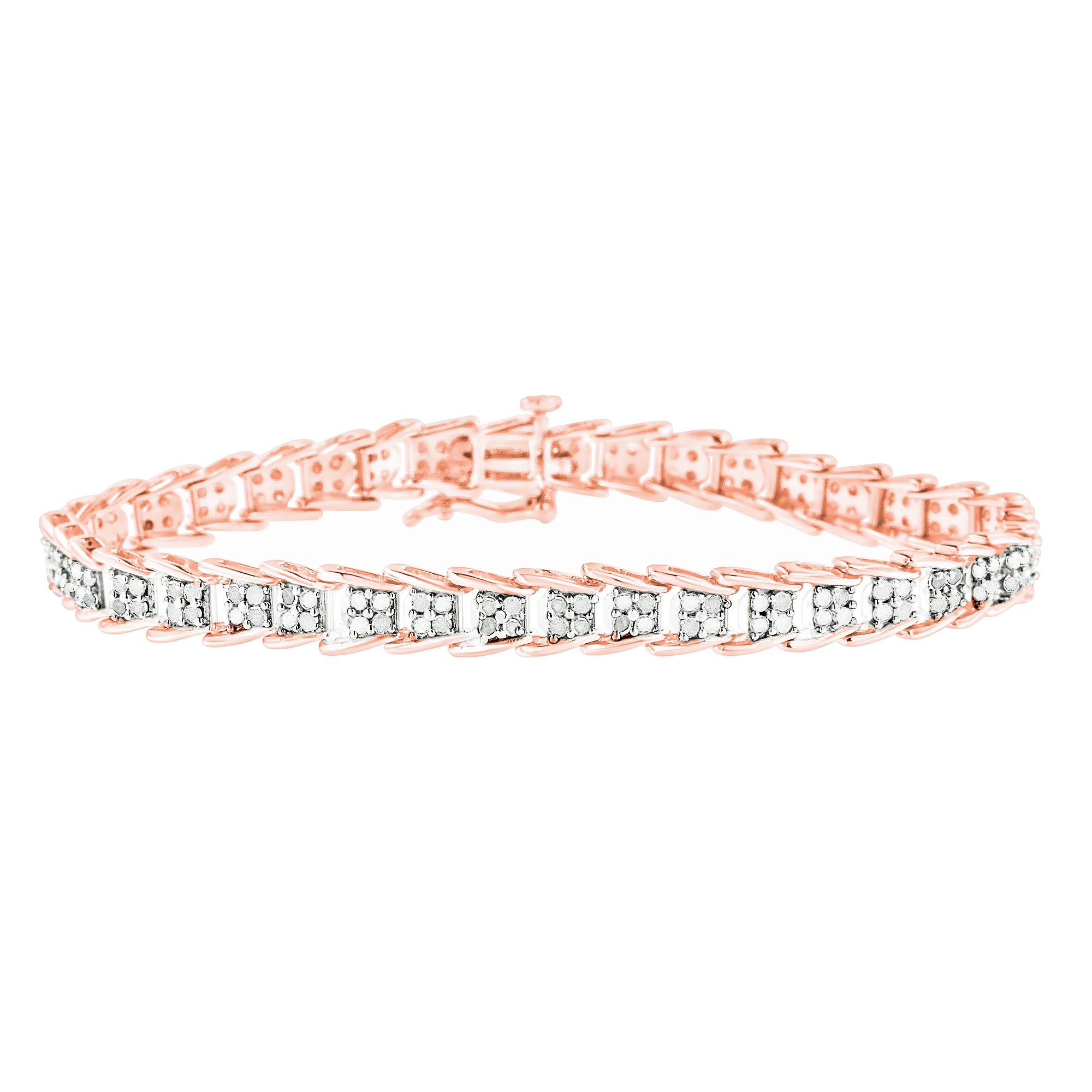 2.0 Carat Diamond Fan-Shaped Chevron Link Tennis Bracelet in Sterling Silver