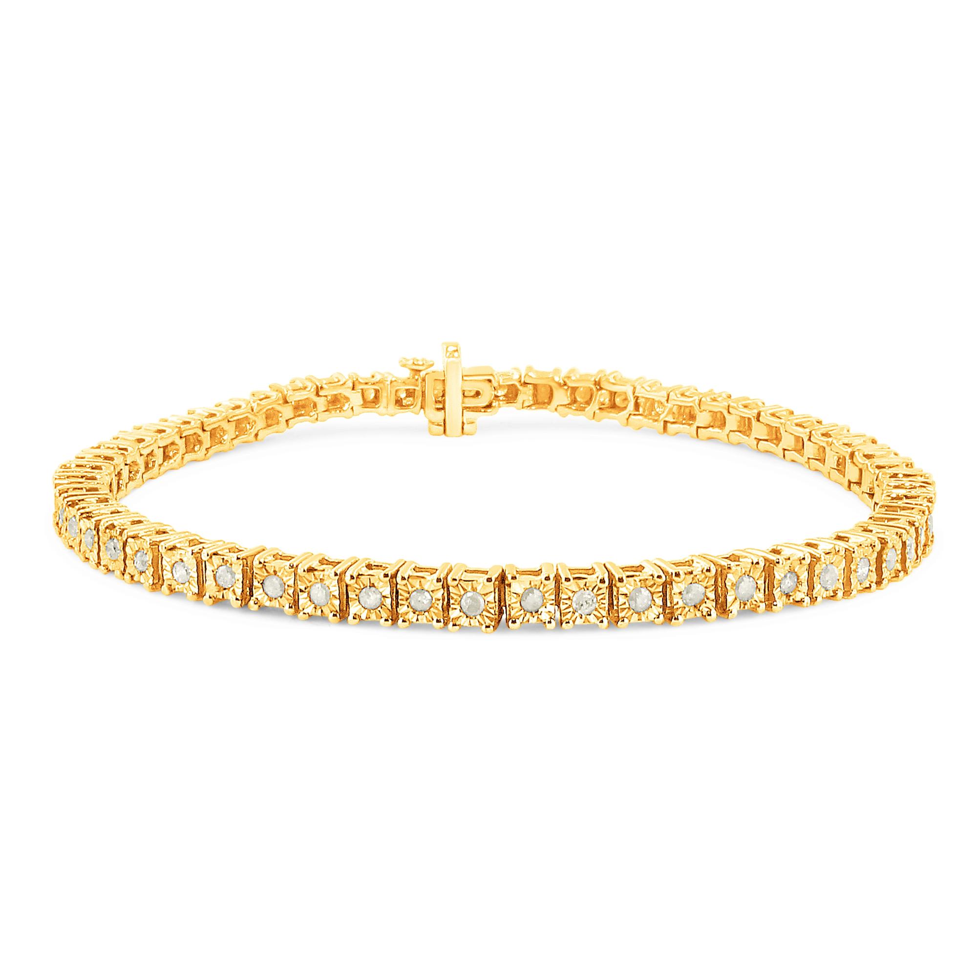 1.0 Carat Miracle Diamond Square Frame Tennis Bracelet in Sterling Silver - 7" - Picture 12 of 27