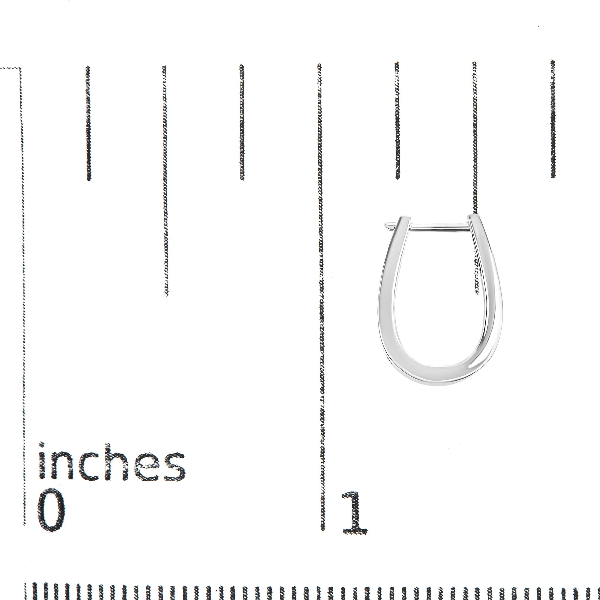 14k White Gold Channel-Set Brilliant Round-Cut Diamond Hoop Earrings - Picture 7 of 15