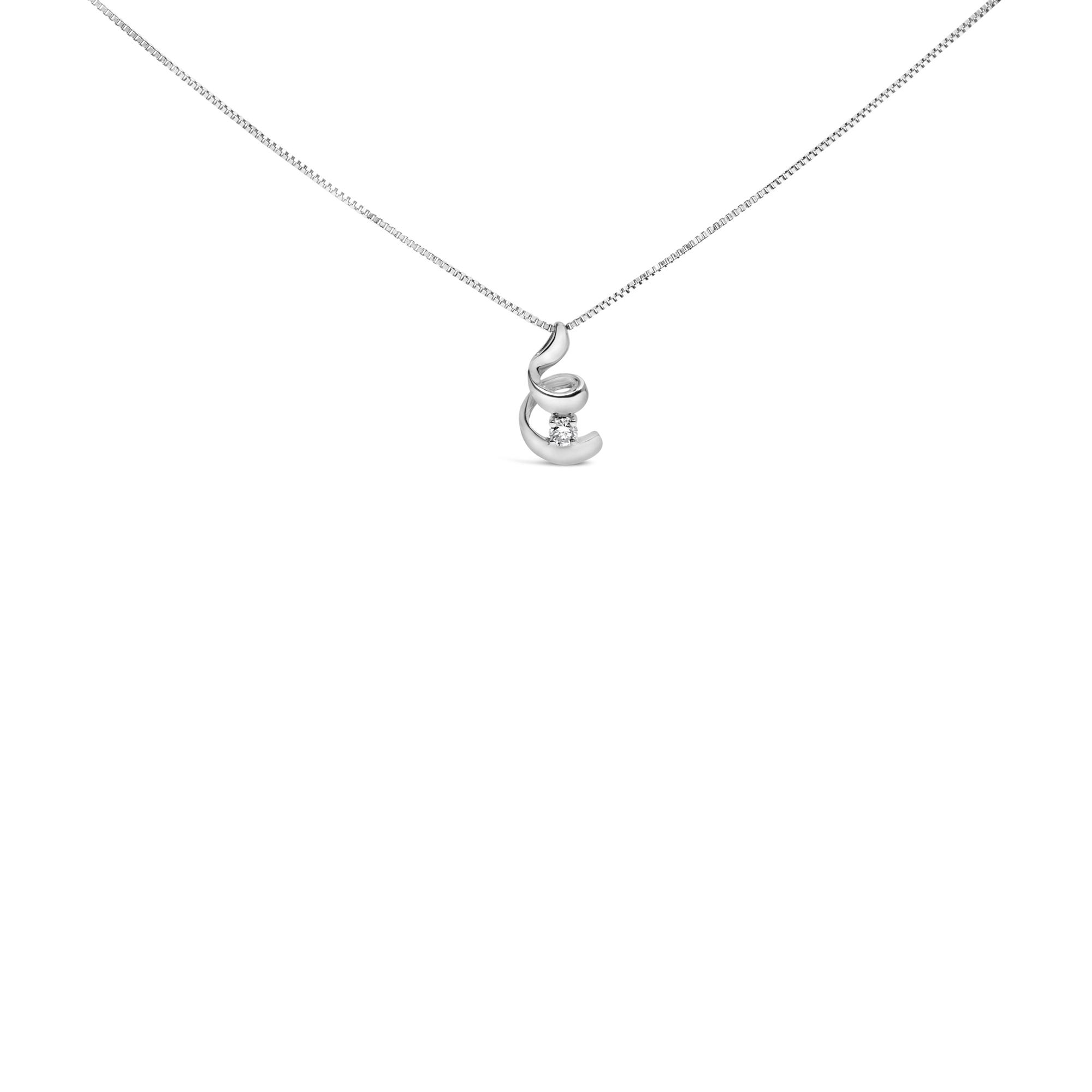10K White Gold 1/10 Cttw Diamond Spiral 18″ Necklace (I-J Color, I2-I3 Clarity)